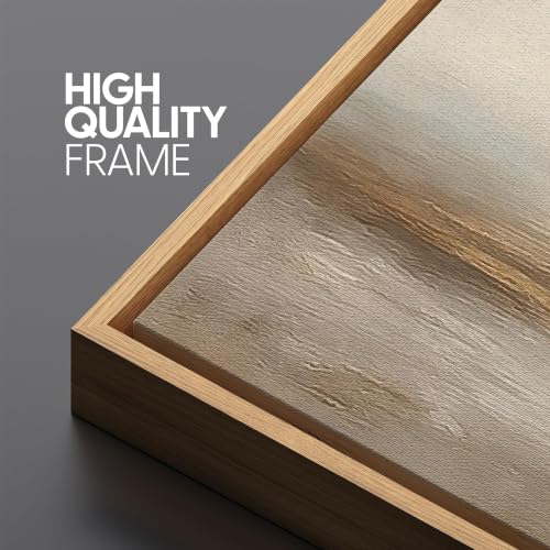 Large Framed Canvas Print Wall Art Neutral Beige Horizon Abstract Modern Landscape Illustrations Decorative Colorful for Bedroom