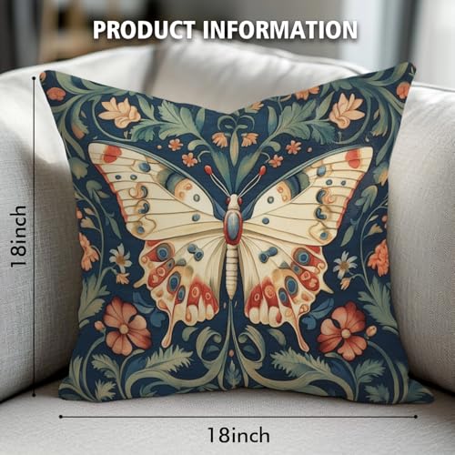 William Morris Abstract Vintage Floral Velvet Butterfly Design Throw Pillow Covers Home Decor
