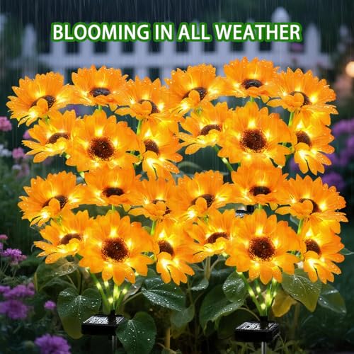 Solar Sunflower Lights 6 Pack with 36 Sunflower Solar Lights Outdoor Garden Decor Birthday Gift for Mom Women Grandma (36 Count)