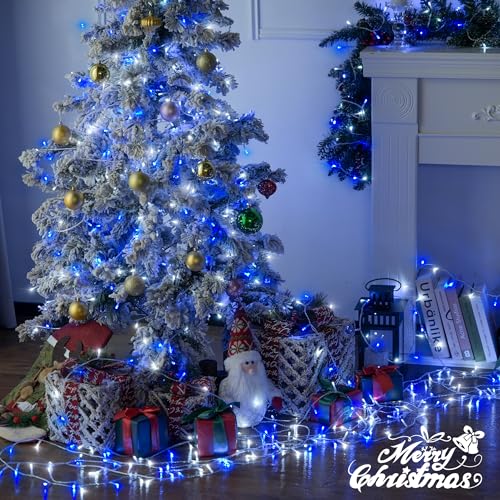 163ft 500 LED Blue and White Christmas Lights with 8 Modes (163 Foot)