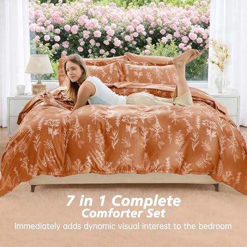 Burnt Orange Bed in a Bag King 7 Pieces