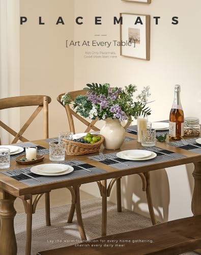 Grey with White Striped Placemats Set of 4 (4 Count)