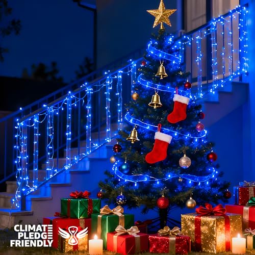33FT 100 LED Blue Christmas Twinkle String Lights Indoor Outdoor (33 Foot)