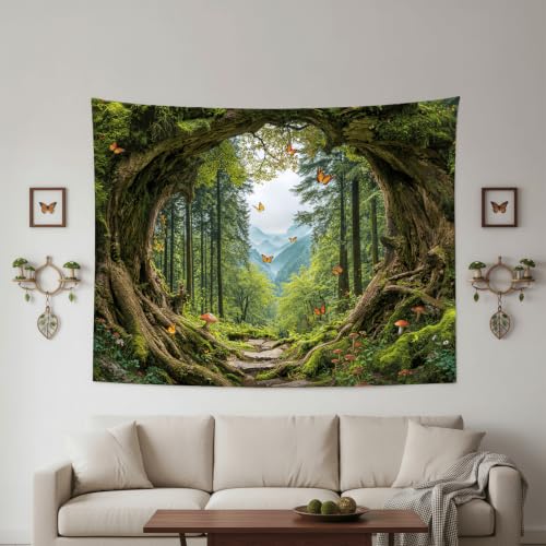 Green Nature Forest Tapestry 48x36 Inch