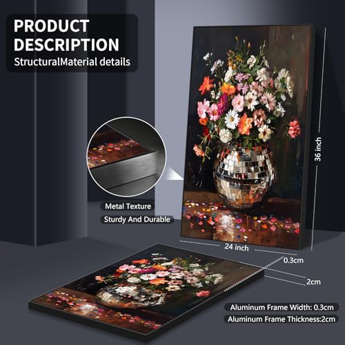 Colorful Moody Florals Disco Ball Canvas Wall Art