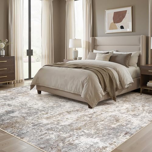 12x15 Area Rug Living Room Rugs Extra Large Brown Grey Carpet (24 Count)