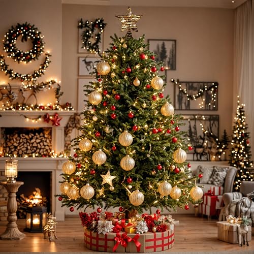 Rustic Rattan Christmas Tree Star Topper with LED Lights