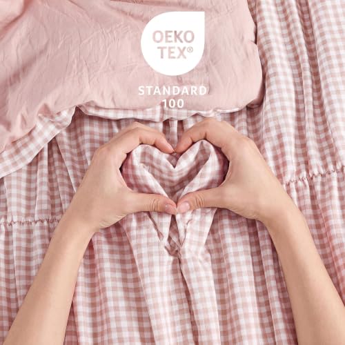 Pink Gingham Queen Size Comforter Sets