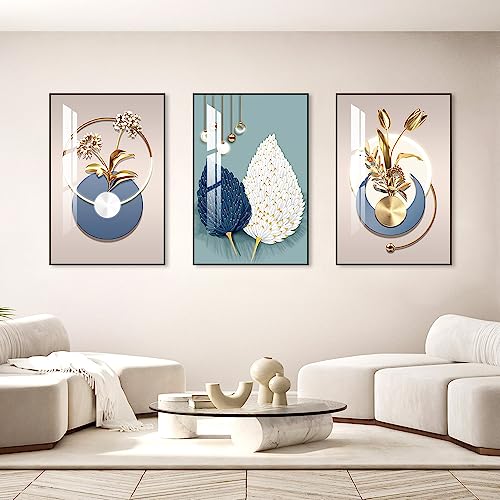 Abstract Modern Minimalist Natural Framed Decorative Painting Bright style Wall Art Set of 3Wall Decor for Living Room (3 Count)