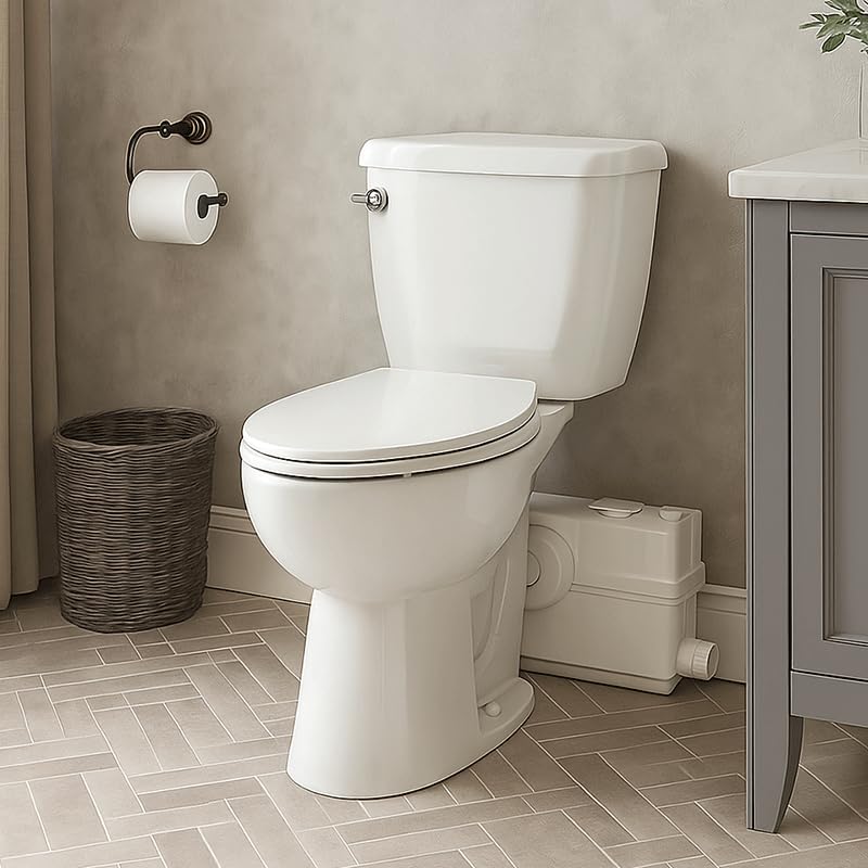 800W 1+HP American Elongated Macerating Toilet Kit with Macerator Pump for Basement Toilet System