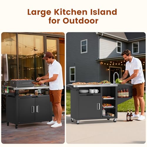 Outdoor Grill Cart on Wheel
