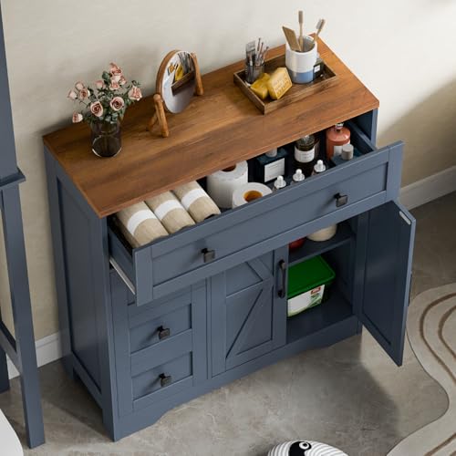 Farmhouse Storage Cabinet with 2 Doors and 4 Drawers