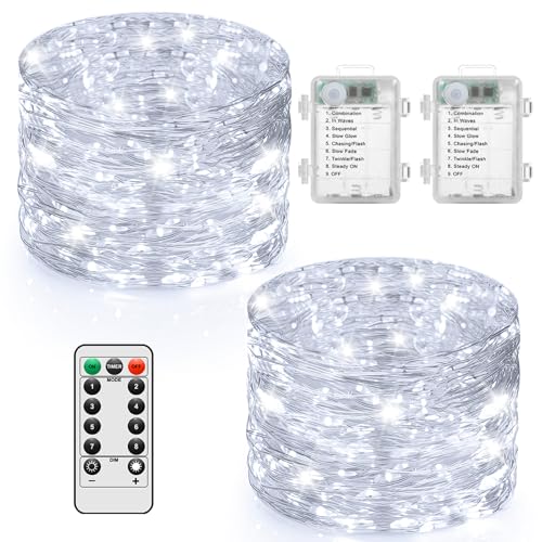 2 Pack White Fairy Lights Battery Operated (2 Count)