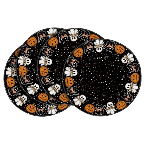 Ghost Cat Halloween Round Placemats Set of 4 (4 Count)