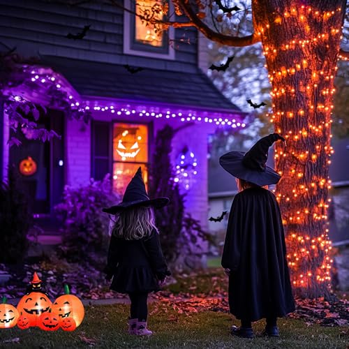 200 LED Halloween Lights Outdoor Orange & Purple Halloween Lights (66 Foot)