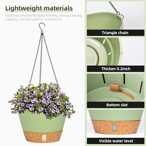 2 Pack 10 Inch Hanging Planters for Indoor Outdoor Plants (2 Count)