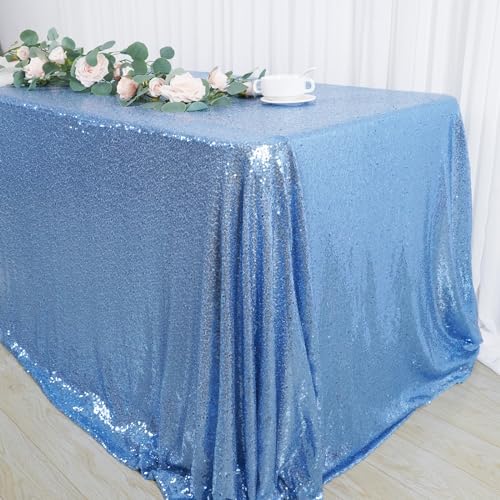 Sequin Tablecloth 90x156 Inch Baby Blue for Wedding Party