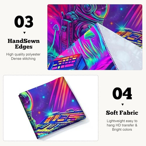 Blacklight Space Astronaut Tapestry UV Reactive Galaxy Planet Glow in Dark Tapestries Black Light Poster Neon Wall Hanging Art for bedroom Living Room