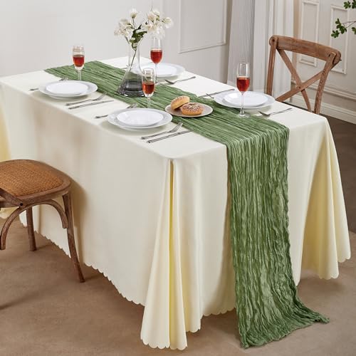 12 Pack Sage Green Cheesecloth Table Runner 35×120Inch Fall Boho Home Decor (44.16 Ounce)