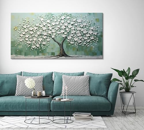 Turquoise Tree of Life Wall Art for Living Room Canvas Prints Artwork Modern Abstract Bedroom Office Painting Decor