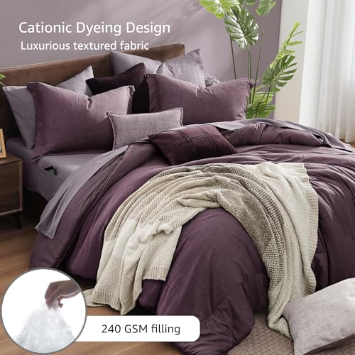 Queen Size Comforter Set 7 Pieces Italian Plum Bed in a Bag