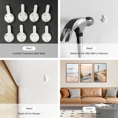 KAlRNE Beach Room Photo Framed Coastal Decor Ocean Wall Art Set (3 Count)