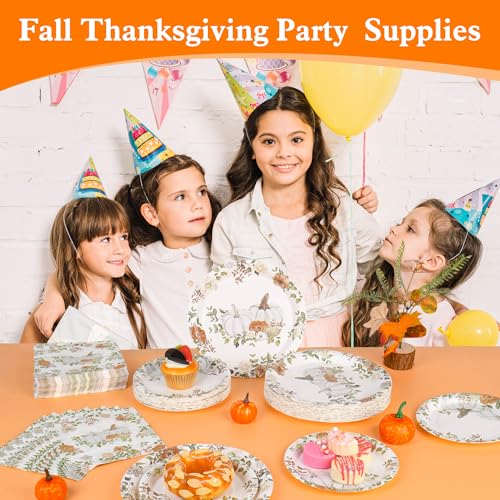 150Pcs Fall Paper Plates and Napkins Party Supplies Autumn Plates Napkin (150 Count)