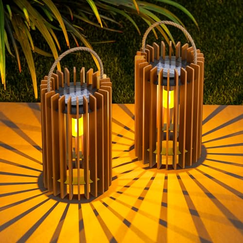 2 Pack Solar Lanterns Outdoor Hanging Portable Table Top Decorative Lamp DIY Lantern Lights Water (2 Count)