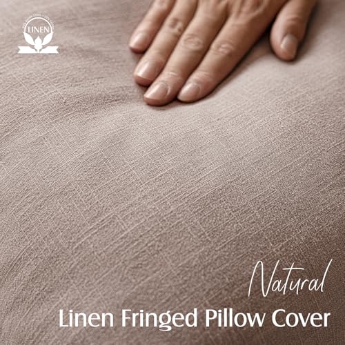 Decorative Linen Fringe Throw Pillow Covers 16×16 Dusty Pink (2 Count)
