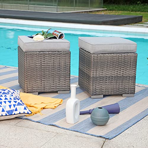 2 Pieces Assembled Outdoor Patio Ottoman