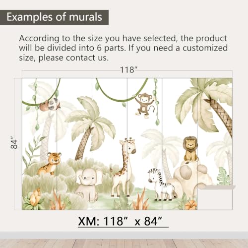 Safari Wallpaper Peel and Stick Animal Walls Mural for Nursery