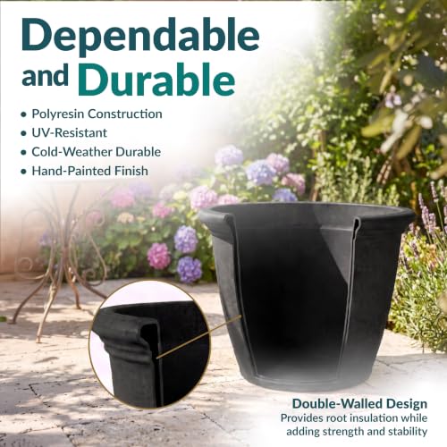 Sunnydaze Anjelica 15.25'' Large Plastic Planter Pot for Plants (4 Count)
