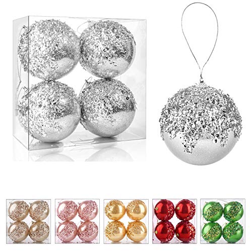 4pc Silver Christmas Ball Ornaments (4 Count)