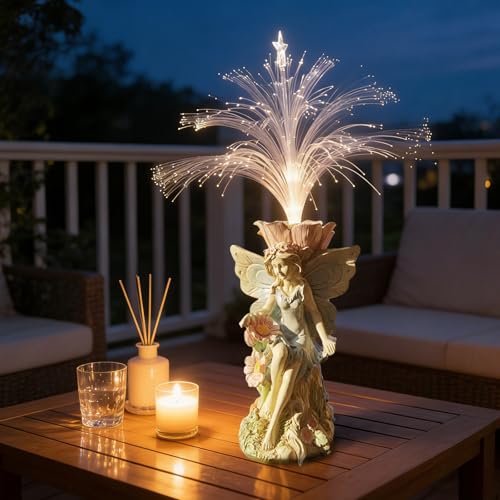 Fairy Garden Decor Statue Solar Fairy Garden Statues With Fiber Optic Light