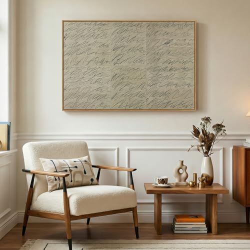 Framed Neutral Modern Beige Abstract Line Wall Art