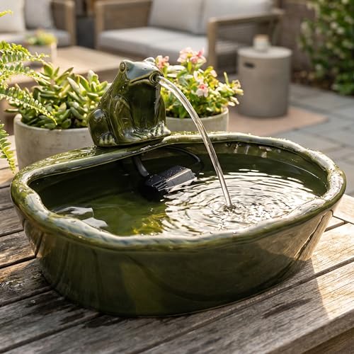 Sunnydaze 7" Ceramic Solar Powered Garden Water Fountain