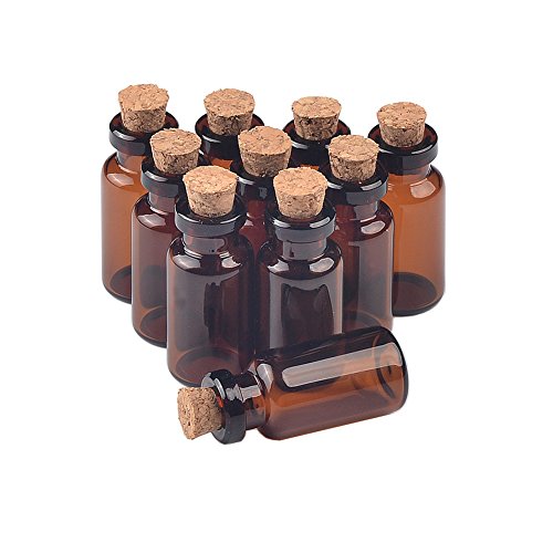 12units 2ml Glass Amber Vials with Cork Empty Small Brown Tiny Glass Jars (12 Count)