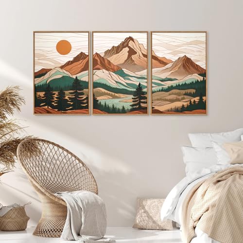 Large Mountain Framed Canvas Wall Art Set of 3 (3 Count)