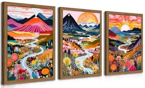 Wood Frame Boho Colorful Wall Art