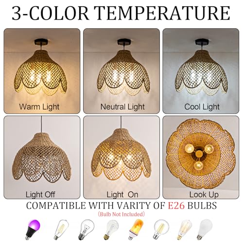 18" Rattan Pendant Light