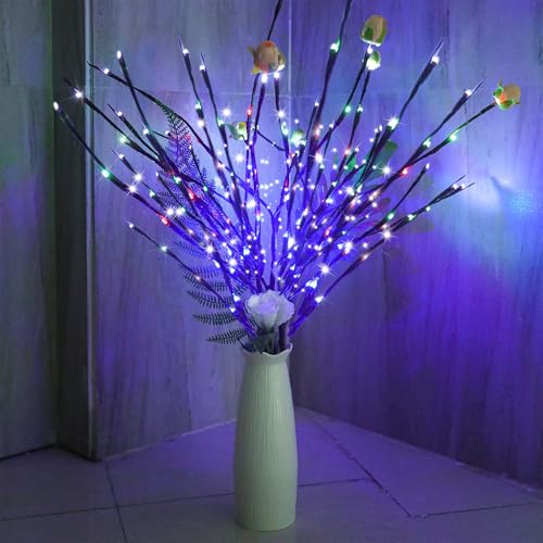 2 Pack Led Branch Light Battery Operated Lighted Branch Vase Filler Willow Tree Artificial Little Twig Power Brown 30 Inch 20 LED for Home Outdoor Indoor Romantic Decoration (2 Count)
