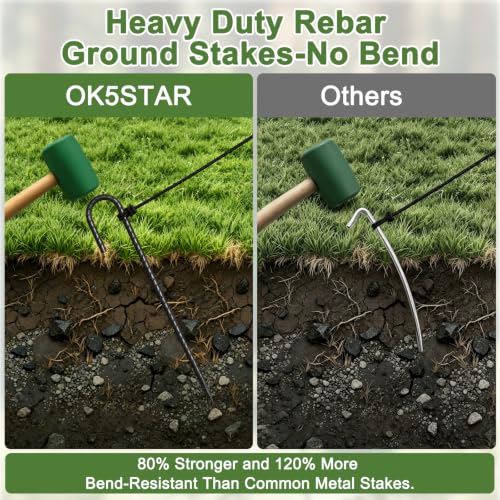 12 Inch J Hook Rebar Stakes 16 Pcs (16 Count)