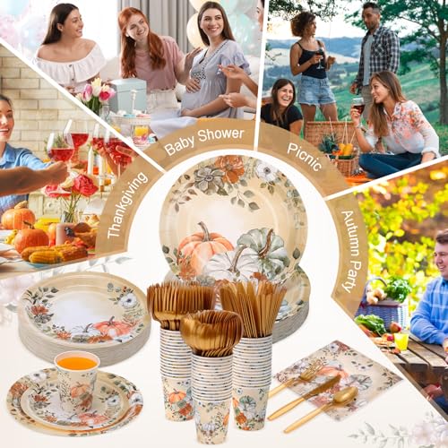 350Pcs Thanksgiving Disposable Tableware Paper Plate (350 Count)