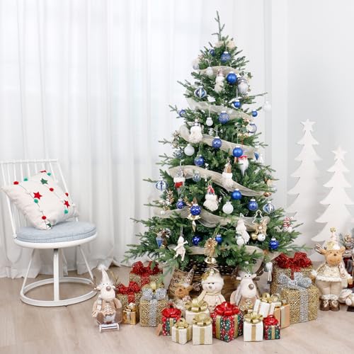 34PCS Blue White Christmas Ball Ornaments Set for Tree Decorations (34 Count)