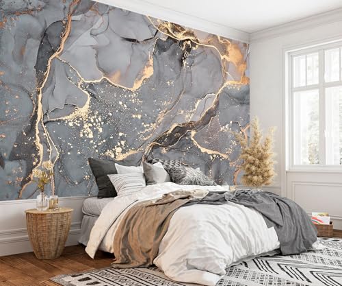 Gray and Gold Marble Wallpaper wall murals for Bedroom 136"x96"