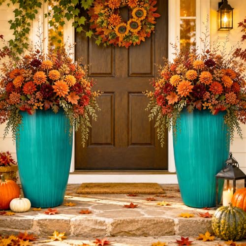 Autodaya 24" Faux Ceramic Large Planters for Outdoor Plants (2 Count)