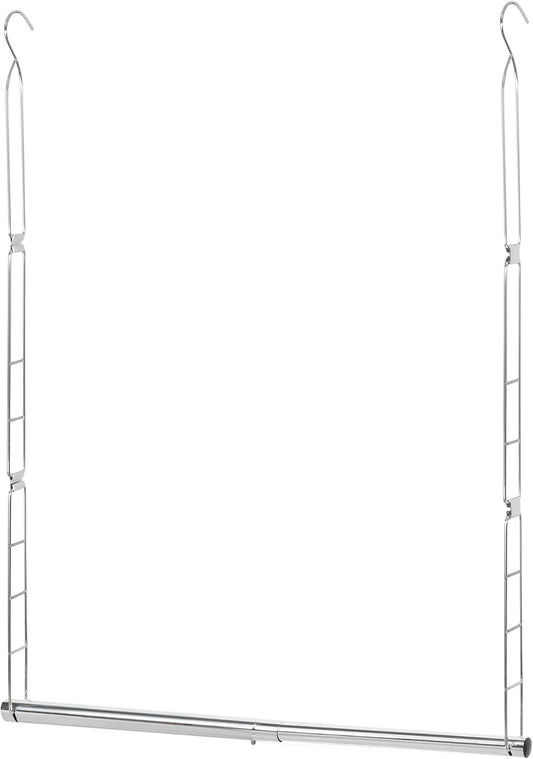 STORAGE MANIAC Hanging Closet Rod, Adjustable Width and Height Closet Hanging Organizer, Space-Saving Clothes Hanging Bar, Closet Extender Hanging Rod Double Closet Hanging Rod, 1 Pack Chrome - NestledHome