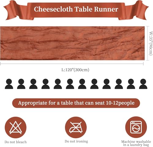 6 Pack Fall Table Runner Terracotta Cheesecloth 35×120 Inch Boho Home Decor