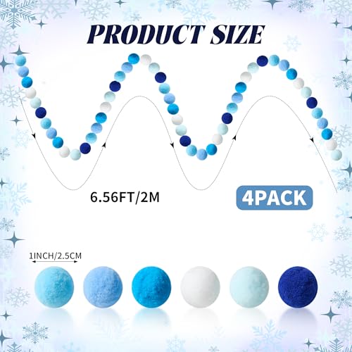 4 Pack 26.3 Feet Colorful Pom Pom Garland Decorations (26.5 Foot)