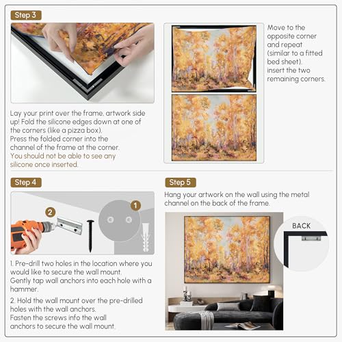 36"x46" Extra Large Framed Wall Art Golden Autumn Forest Path with Vibrant Foliage for Home Living Room Bedroom Decor